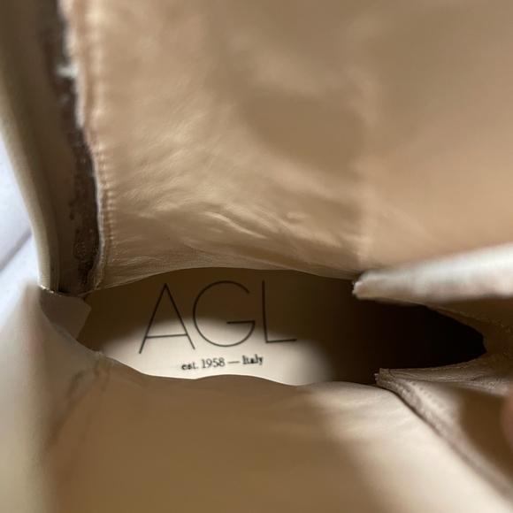 AGL DROMO leather biker boot off white women size EU 37.5 or US 7.5 - Picture 9 of 10